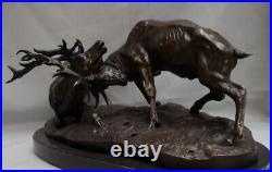 Statue Sculpture Cerf Animalier Chasse Style Art Deco Style Art Nouveau Bronze m