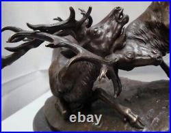 Statue Sculpture Cerf Animalier Chasse Style Art Deco Style Art Nouveau Bronze m