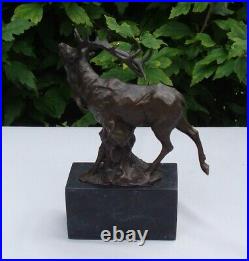 Statue Sculpture Cerf Animalier Chasse Style Art Deco Style Art Nouveau Bronze m