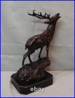 Statue Sculpture Cerf Animalier Chasse Style Art Deco Style Art Nouveau Bronze m