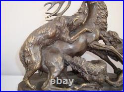 Statue Sculpture Cerf Chien Chasse Animalier Style Art Deco Style Art Nouveau Br