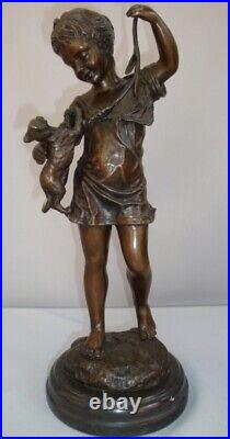 Statue Sculpture Chat Style Art Deco Style Art Nouveau Bronze massif Signe