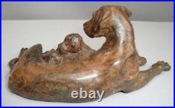 Statue Sculpture Chien Animalier Chasse Style Art Deco Style Art Nouveau Bronze