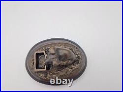 Statue Sculpture Cochon Animalier Style Art Nouveau Bronze massif socle marbre