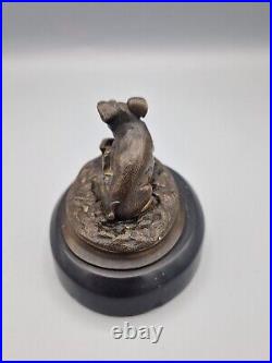 Statue Sculpture Cochon Animalier Style Art Nouveau Bronze massif socle marbre