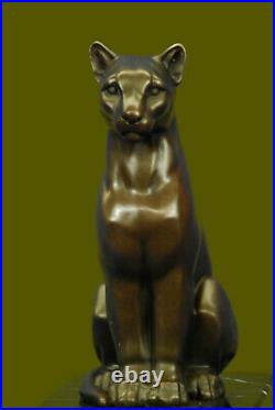 Statue Sculpture Cougar Vie Sauvage Art Déco Style Nouveau Bronze Signé