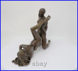 Statue Sculpture Couple Sexy Style Art Deco Style Art Nouveau Bronze massif Sign