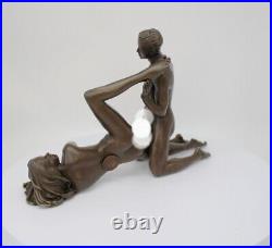 Statue Sculpture Couple Sexy Style Art Deco Style Art Nouveau Bronze massif Sign