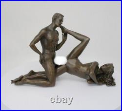 Statue Sculpture Couple Sexy Style Art Deco Style Art Nouveau Bronze massif Sign