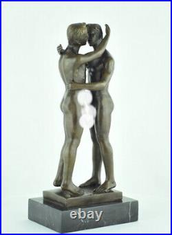 Statue Sculpture Couple Sexy Style Art Deco Style Art Nouveau Bronze massif Sign