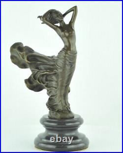 Statue Sculpture Danseuse Nue Sexy Style Art Deco Style Art Nouveau Bronze massi