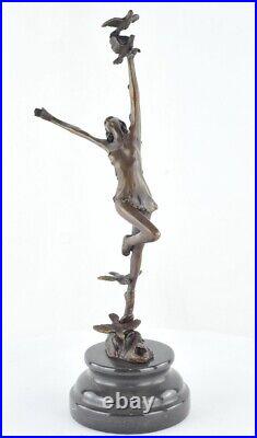 Statue Sculpture Danseuse Nue Sexy Style Art Deco Style Art Nouveau Bronze massi