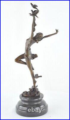 Statue Sculpture Danseuse Nue Sexy Style Art Deco Style Art Nouveau Bronze massi