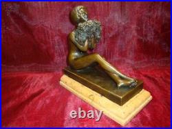 Statue Sculpture Demoiselle Nue Sexy Style Art Deco Style Art Nouveau Bronze mas