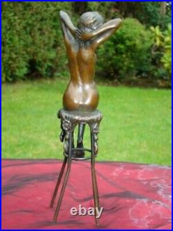 Statue Sculpture Demoiselle Nue Sexy Style Art Deco Style Art Nouveau Bronze mas