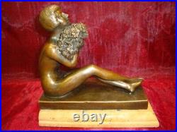 Statue Sculpture Demoiselle Nue Sexy Style Art Deco Style Art Nouveau Bronze mas