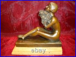 Statue Sculpture Demoiselle Nue Sexy Style Art Deco Style Art Nouveau Bronze mas