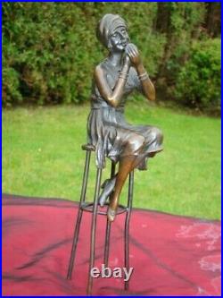 Statue Sculpture Demoiselle Pin-up Maquillee Style Art Deco Style Art Nouveau Br