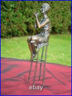 Statue Sculpture Demoiselle Pin-up Maquillee Style Art Deco Style Art Nouveau Br