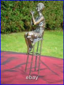 Statue Sculpture Demoiselle Pin-up Maquillee Style Art Deco Style Art Nouveau Br