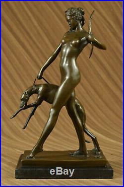 Statue Sculpture Diane Chasseresse Art Déco Style Nouveau Bronze Chaud Fonte