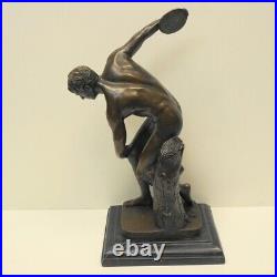 Statue Sculpture Discobole Nu Style Art Deco Style Art Nouveau Bronze massif Sig