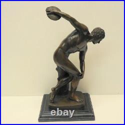 Statue Sculpture Discobole Nu Style Art Deco Style Art Nouveau Bronze massif Sig