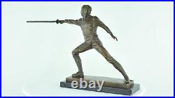 Statue Sculpture Escrime epee Style Art Deco Style Art Nouveau Bronze massif Sig