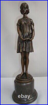 Statue Sculpture Fille L'innocence Style Art Deco Style Art Nouveau Bronze massi