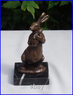 Statue Sculpture Lapin Lievre Animalier Style Art Deco Style Art Nouveau Bronze