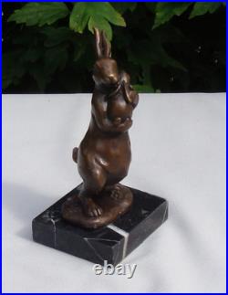 Statue Sculpture Lapin Lievre Animalier Style Art Deco Style Art Nouveau Bronze