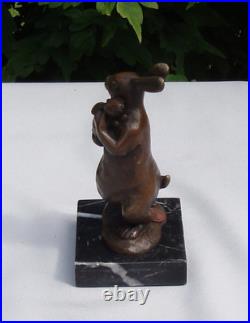 Statue Sculpture Lapin Lievre Animalier Style Art Deco Style Art Nouveau Bronze