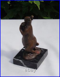 Statue Sculpture Lapin Lievre Animalier Style Art Deco Style Art Nouveau Bronze