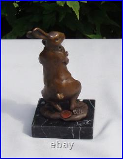 Statue Sculpture Lapin Lievre Animalier Style Art Deco Style Art Nouveau Bronze