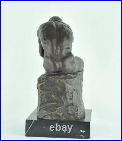 Statue Sculpture Le penseur Style Art Deco Style Art Nouveau Bronze massif Signe