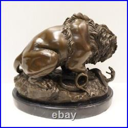 Statue Sculpture Lion Animalier Style Art Deco Style Art Nouveau Bronze massif S