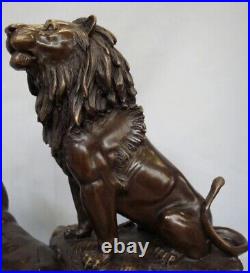 Statue Sculpture Lion Lionne Animalier Style Art Deco Style Art Nouveau Bronze m