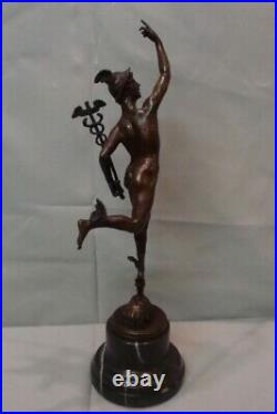 Statue Sculpture Mercure Nu Style Art Deco Style Art Nouveau Bronze massif Signe