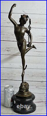 Statue Sculpture Mercury Art Déco Nu Style Art Nouveau Style Bronze Fonte Signée