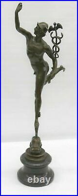 Statue Sculpture Mercury Art Déco Style Art Nouveau Style Bronze Fonte Signé