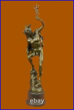 Statue Sculpture Mercury Art Déco Style Art Nouveau Style Bronze Signé Décor