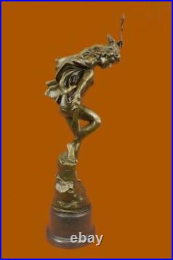 Statue Sculpture Mercury Art Déco Style Art Nouveau Style Bronze Signé Figurine