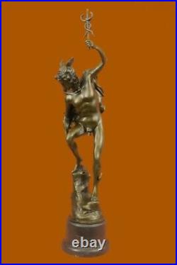 Statue Sculpture Mercury Art Déco Style Art Nouveau Style Bronze Signé Figurine