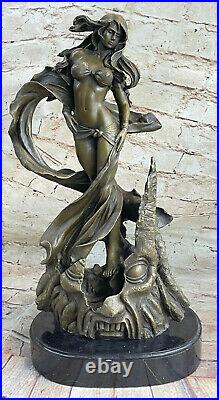 Statue Sculpture Nymphe Sexy Art Déco Style Art Nouveau Style Bronze Signé