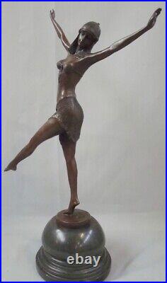 Statue Sculpture Palmyre Sexy Style Art Deco Style Art Nouveau Bronze massif Sig