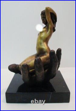 Statue Sculpture Pin-up Sexy Nu Style Art Deco Style Art Nouveau Bronze massif S