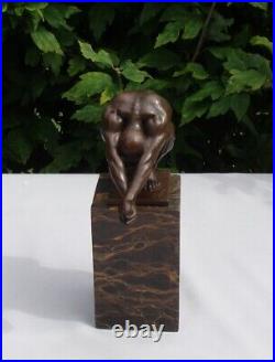 Statue Sculpture Plongeur Nu Style Art Deco Style Art Nouveau Bronze massif Sign