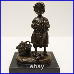 Statue Sculpture Raisin Vin Fillette Vendanges Style Art Deco Style Art Nouveau