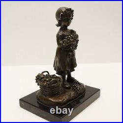 Statue Sculpture Raisin Vin Fillette Vendanges Style Art Deco Style Art Nouveau