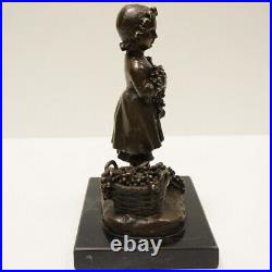 Statue Sculpture Raisin Vin Fillette Vendanges Style Art Deco Style Art Nouveau